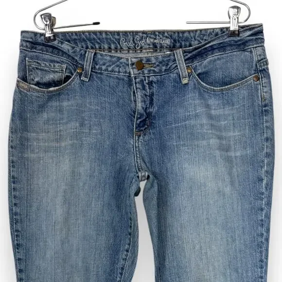 Cruel Girl Low Rise Bootcut Jeans Mid Wash Frayed Cuffs 13R Rodeo Fray - Picture 2 of 13